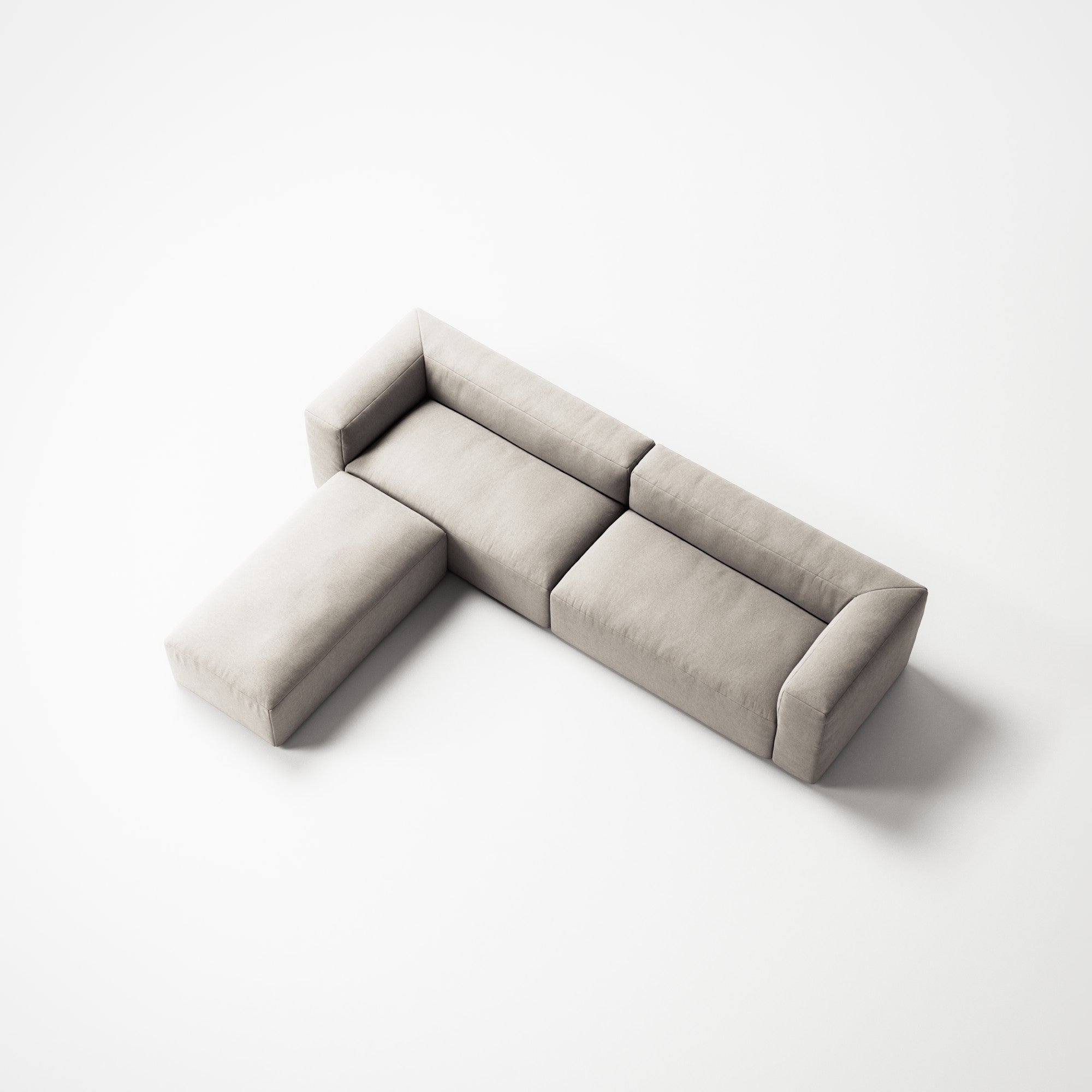 MONOLITH - 4 Seater with Pouf - Micro Chenille Grey Cream