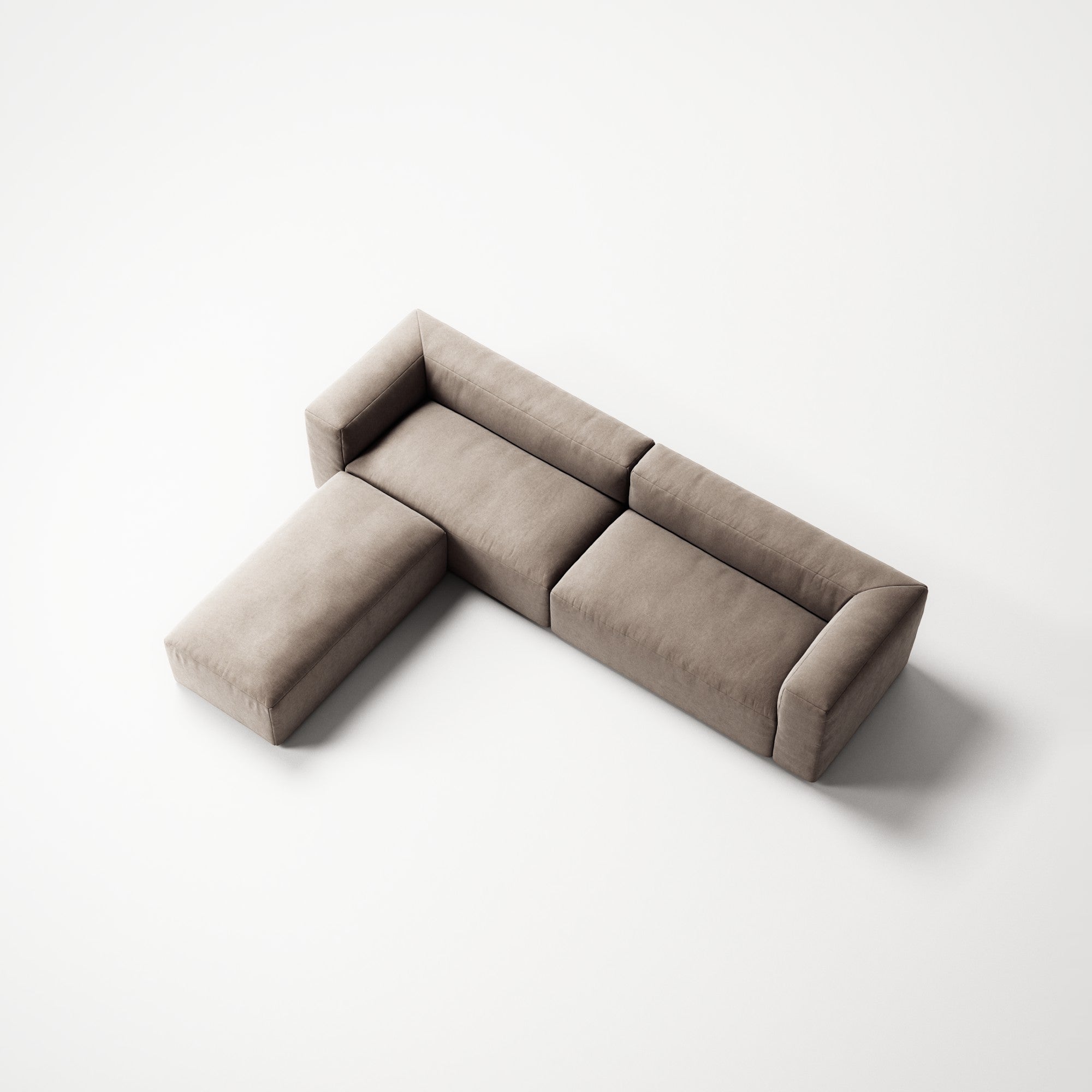 MONOLITH - 4 Seater with Pouf - Micro Chenille Stone Beige