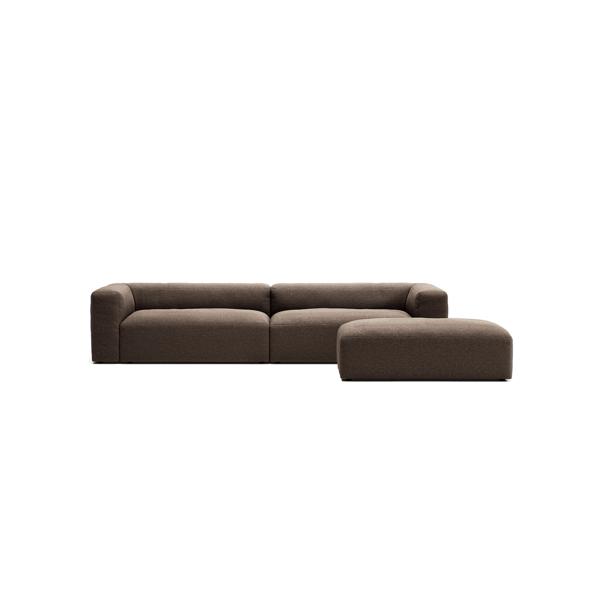 MONOLITH - 4 Seater with Pouf - Glint Bouclé Dark Brown