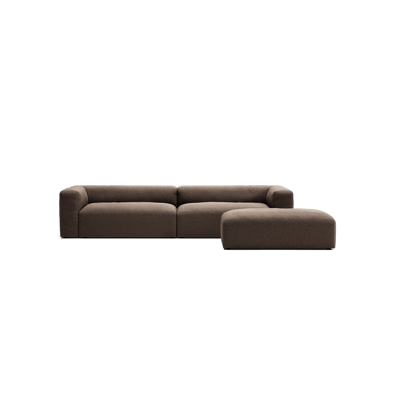 MONOLITH - 4 Seater with Pouf - Glint Bouclé Dark Brown