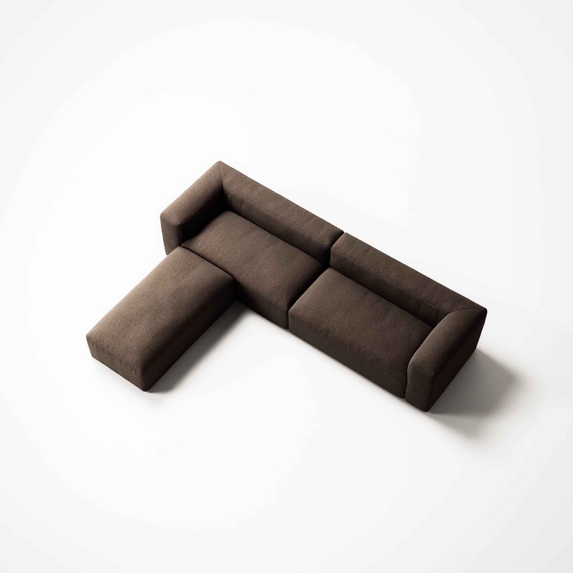 MONOLITH - 4 Seater with Pouf - Glint Bouclé Dark Brown