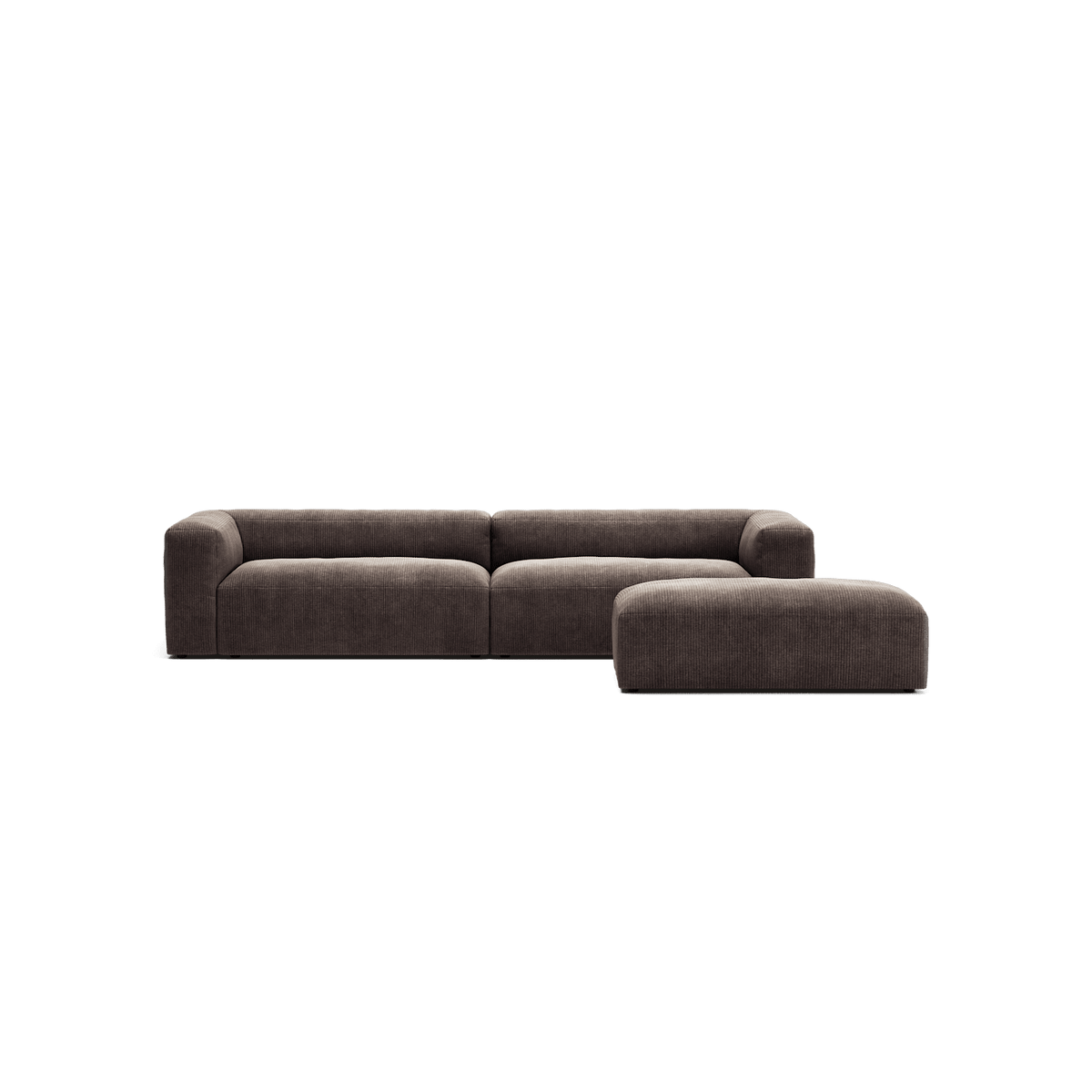 MONOLITH - 4 Seater with Pouf - Bold Corduroy Dark Brown
