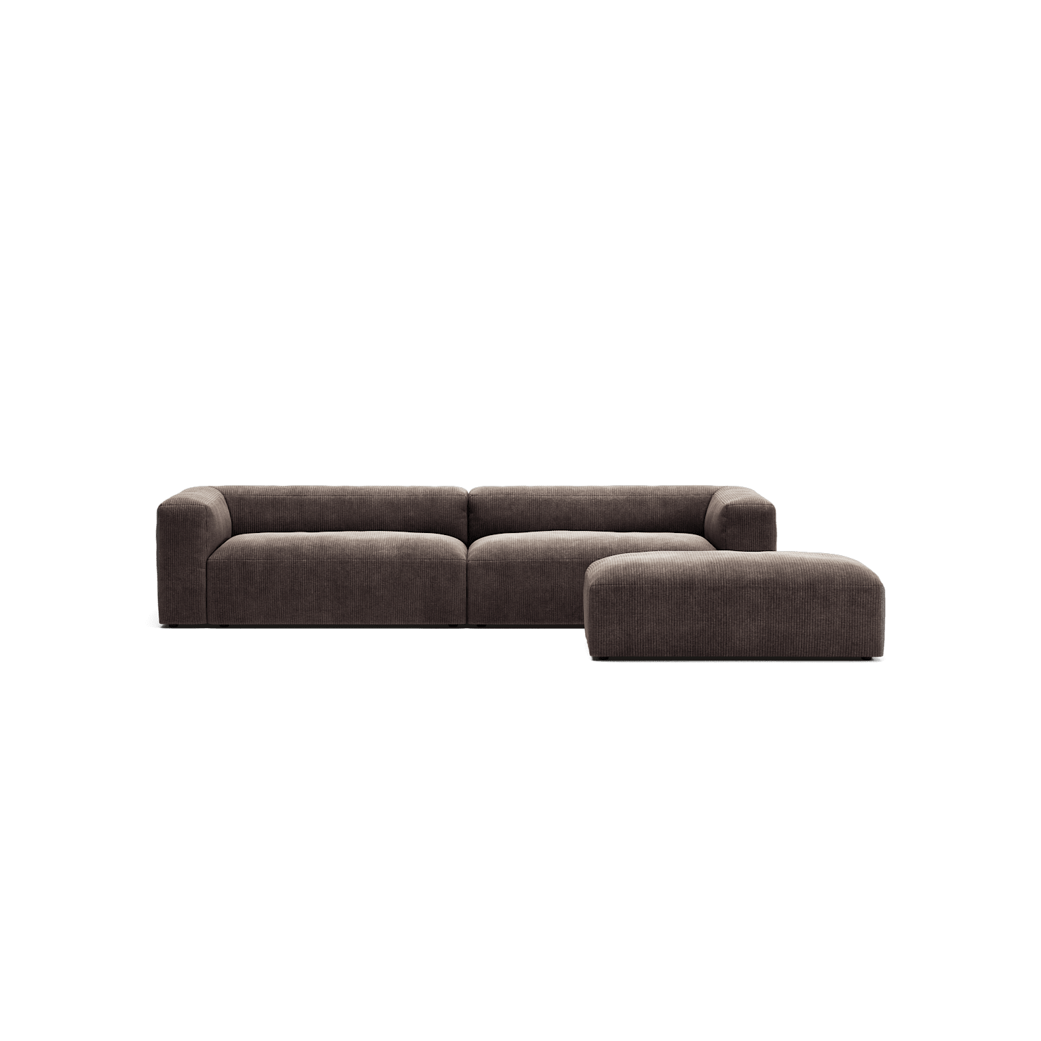 MONOLITH - 4 Seater with Pouf - Bold Corduroy Dark Brown