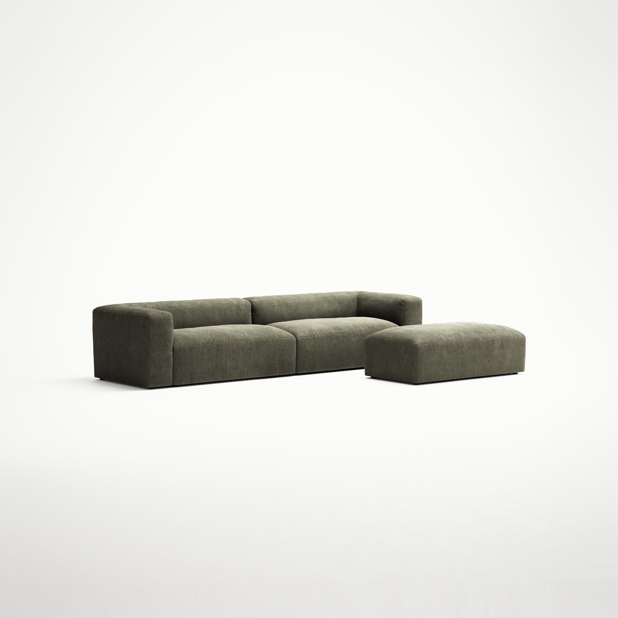 MONOLITH - 4 Seater with Pouf - Bold Corduroy Moss Green