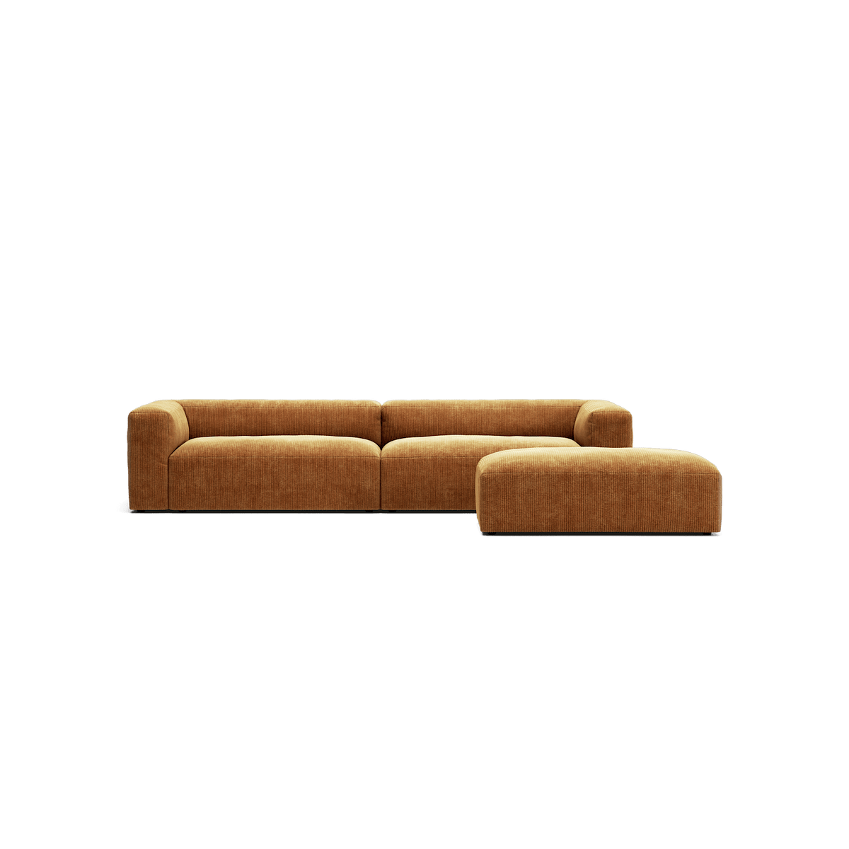 MONOLITH - 4 Seater with Pouf - Bold Corduroy Burnt Orange