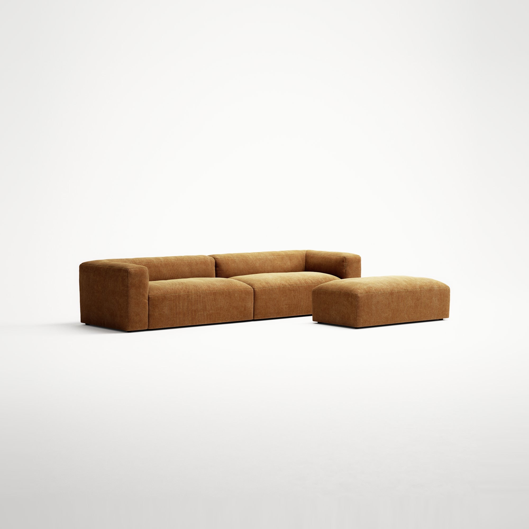 MONOLITH - 4 Seater with Pouf - Bold Corduroy Burnt Orange