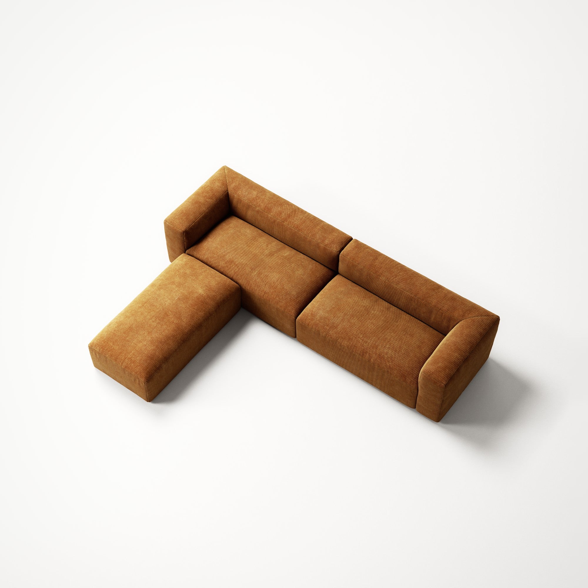 MONOLITH - 4 Seater with Pouf - Bold Corduroy Burnt Orange