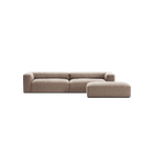 MONOLITH - 4 Seater with Pouf - Soft Matte Velvet Warm Beige