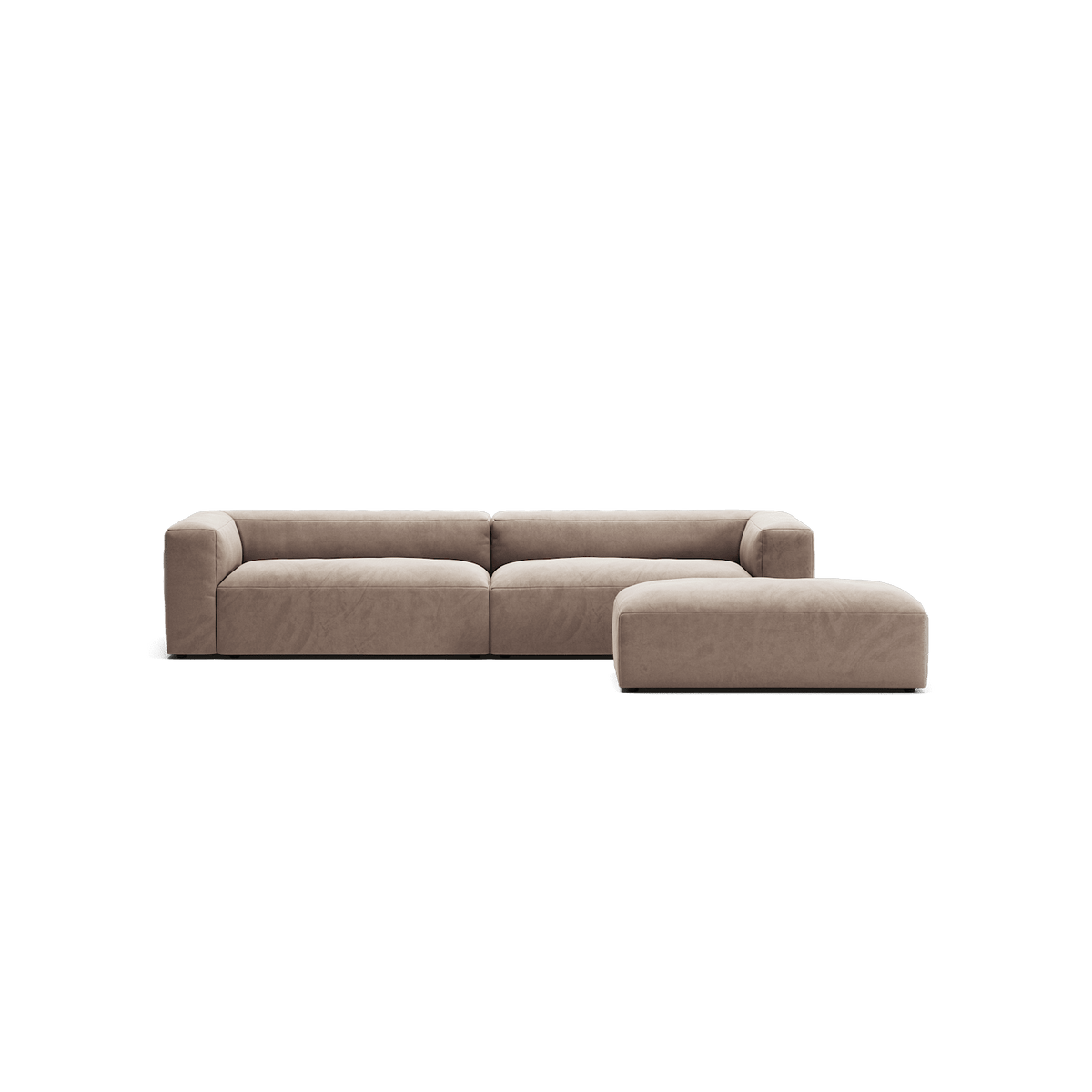 MONOLITH - 4 Seater with Pouf - Soft Matte Velvet Warm Beige