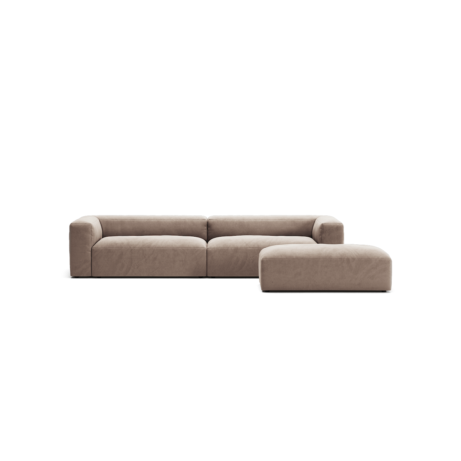 MONOLITH - 4 Seater with Pouf - Soft Matte Velvet Warm Beige