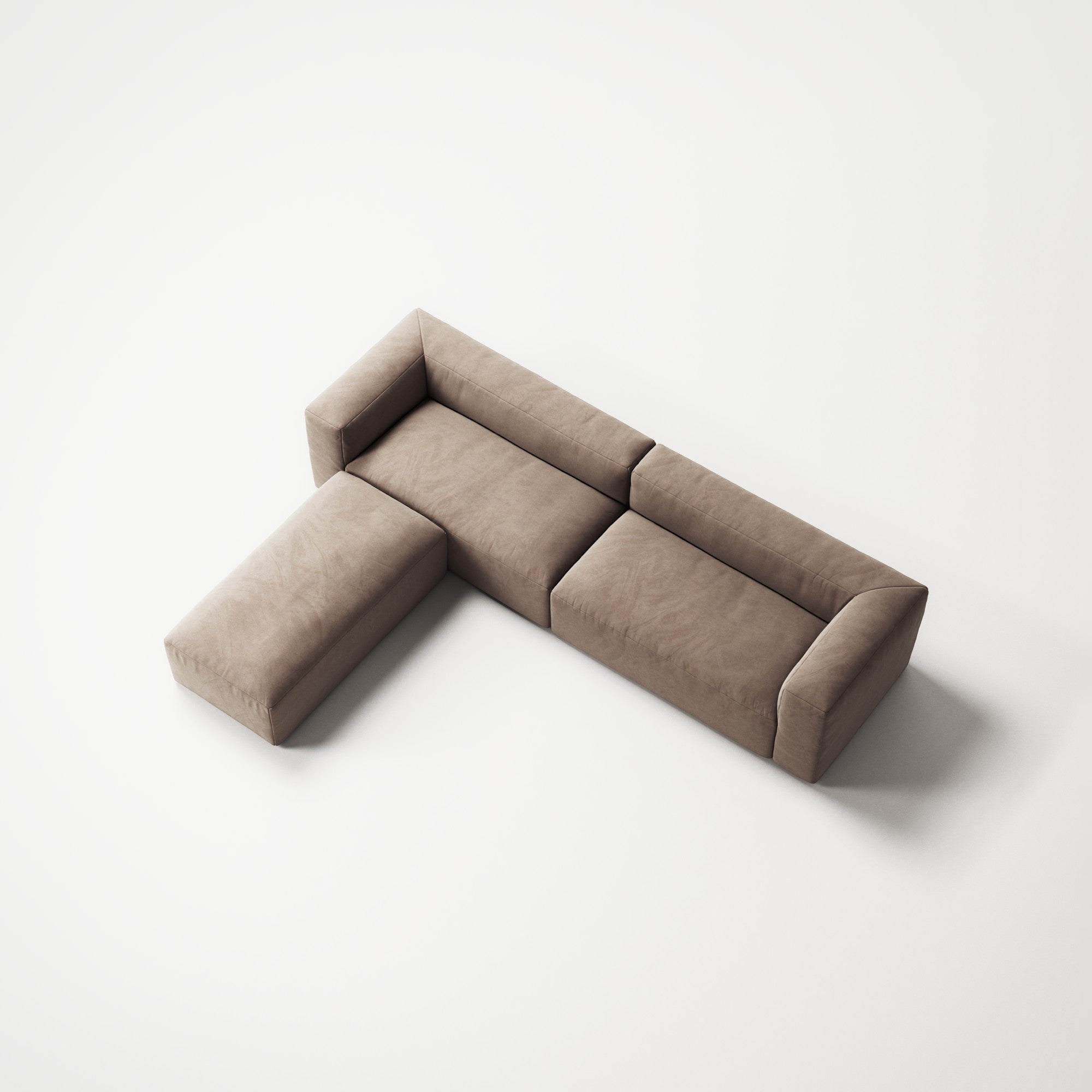 MONOLITH - 4 Seater with Pouf - Soft Matte Velvet Warm Beige