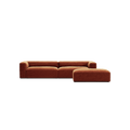 MONOLITH - 4 Seater with Pouf - Soft Matte Velvet Rust Orange
