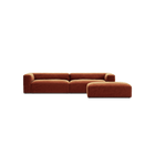 MONOLITH - 4 Seater with Pouf - Soft Matte Velvet Rust Orange