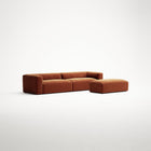 MONOLITH - 4 Seater with Pouf - Soft Matte Velvet Rust Orange