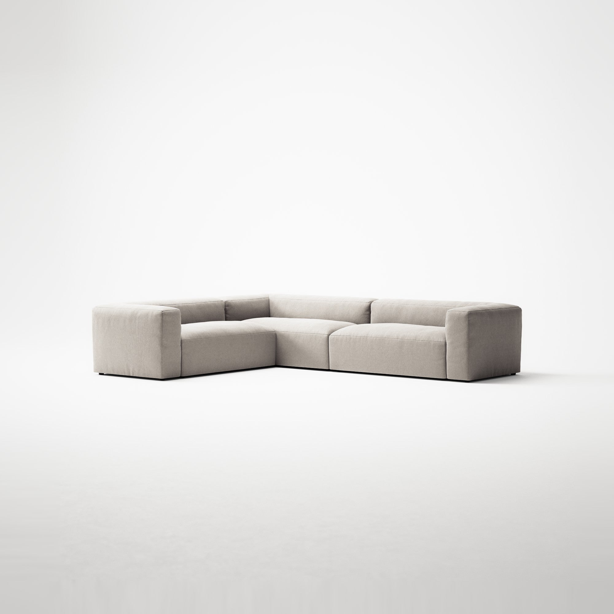 MONOLITH - 5 Seat Corner - Left - Micro Chenille Grey Cream