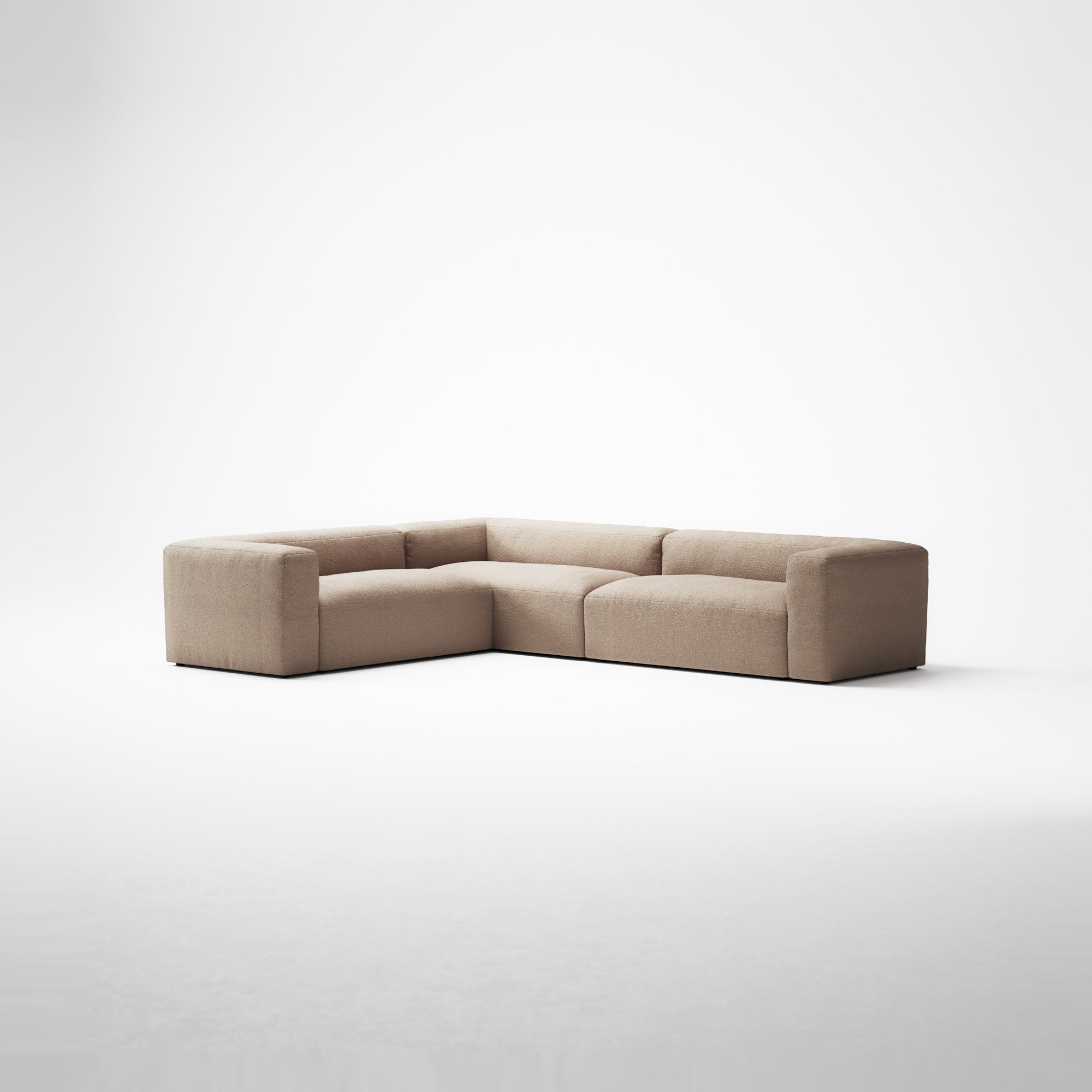 MONOLITH - 5 Seat Corner - Left - Glint Bouclé Chalk Pink