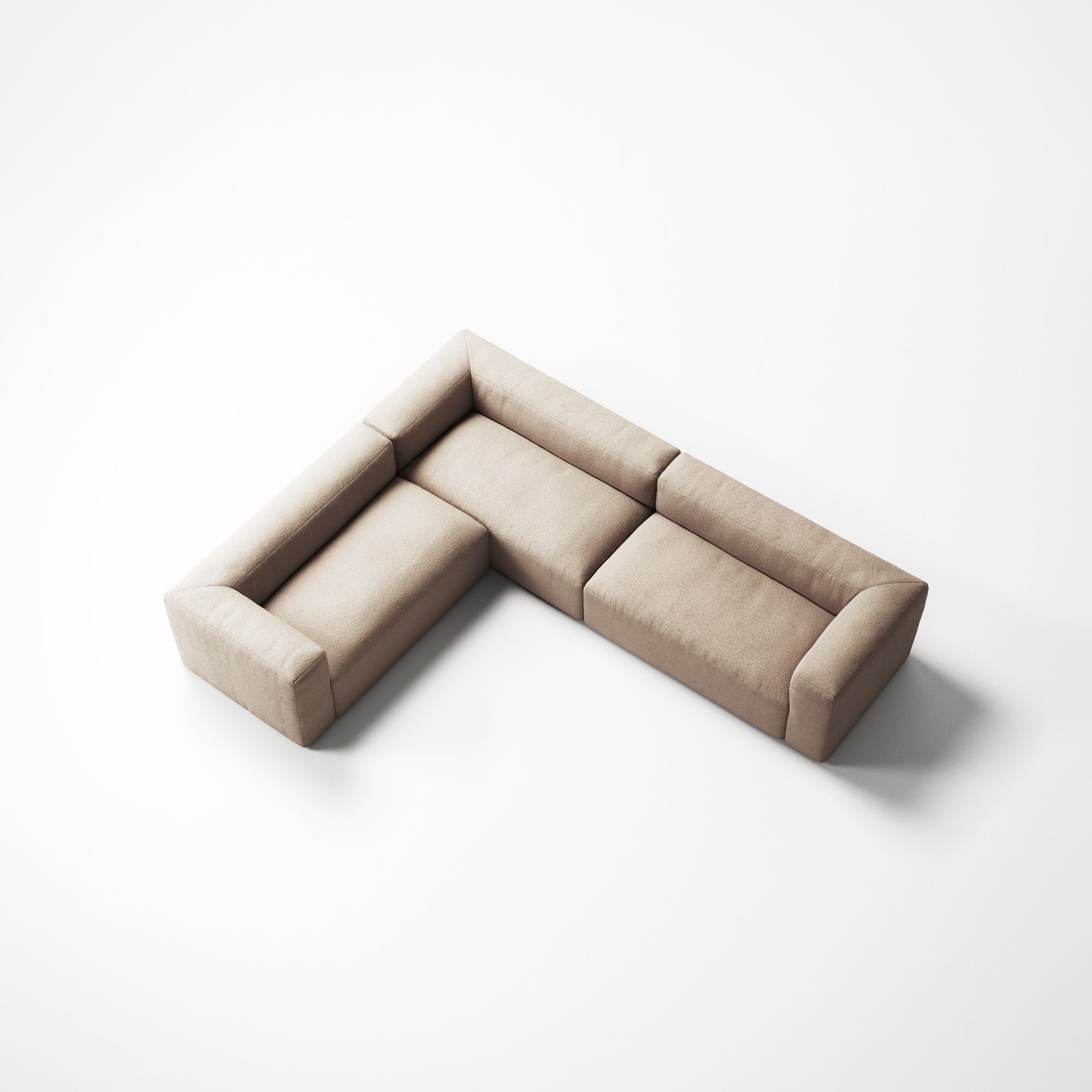 MONOLITH - 5 Seat Corner - Left - Glint Bouclé Chalk Pink