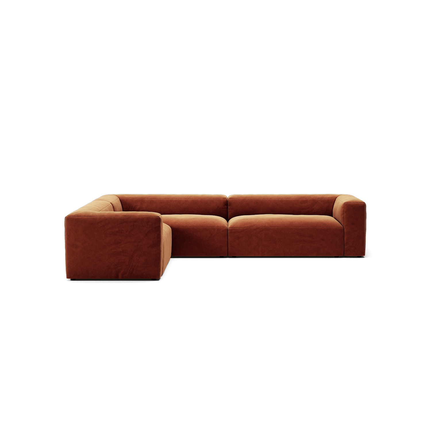 MONOLITH - 5 Seat Corner - Left - Soft Matte Velvet Rust Orange