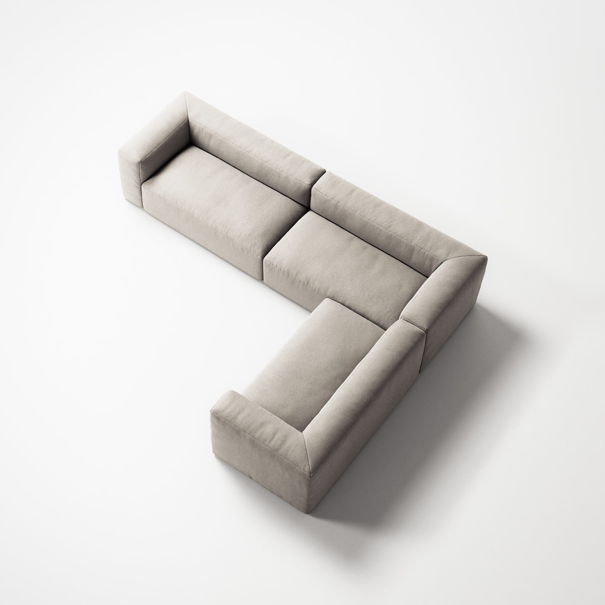 MONOLITH - 5 Seat Corner - Right - Micro Chenille Grey Cream