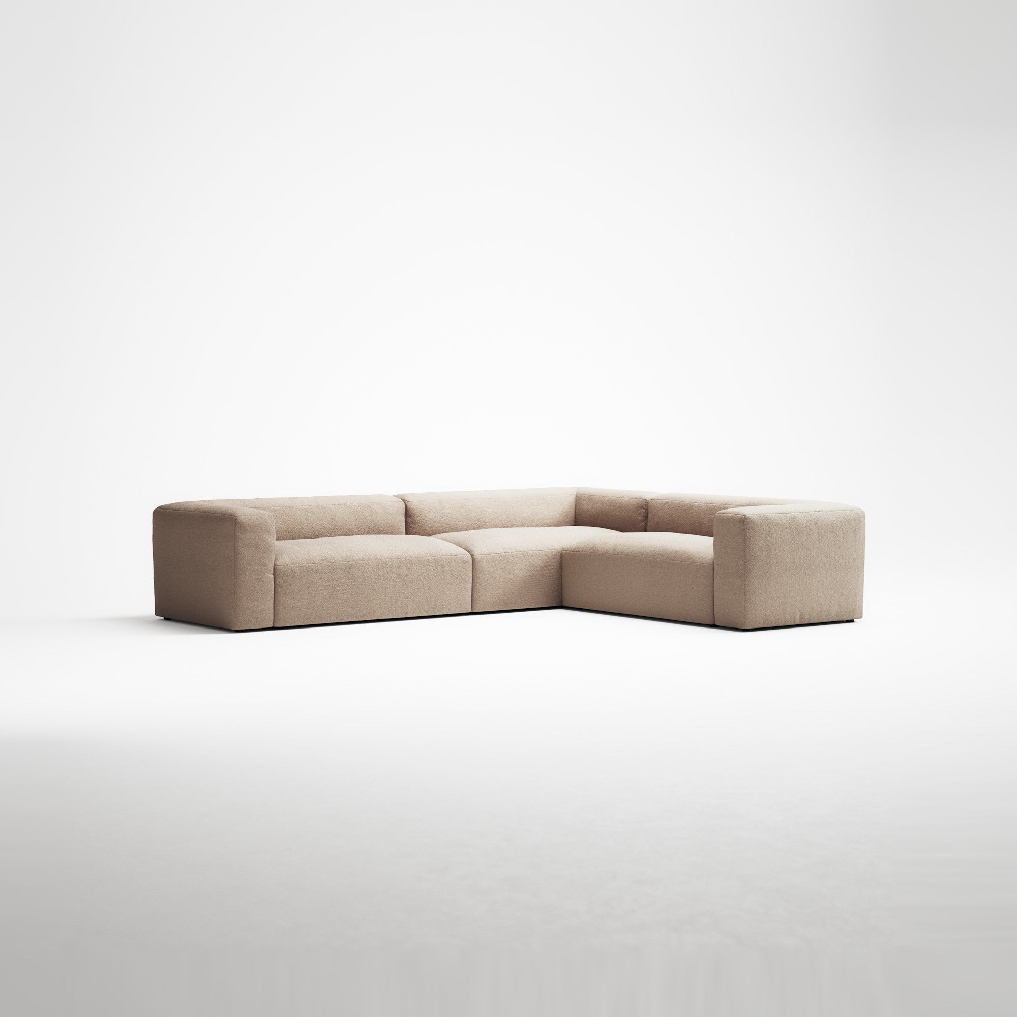 MONOLITH - 5 Seat Corner - Right - Glint Bouclé Chalk Pink