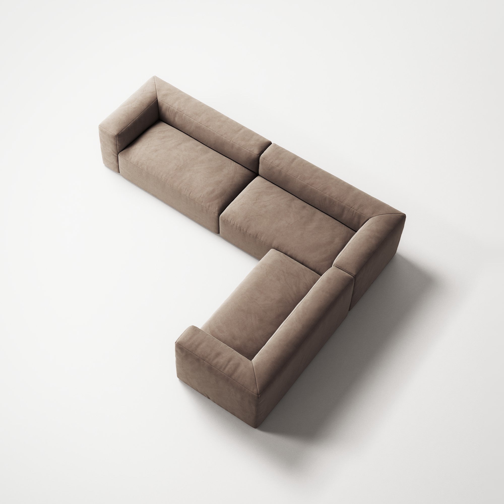 MONOLITH - 5 Seat Corner - Right - Soft Matte Velvet Warm Beige