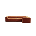 MONOLITH - 5 Seat Corner - Right - Soft Matte Velvet Rust Orange