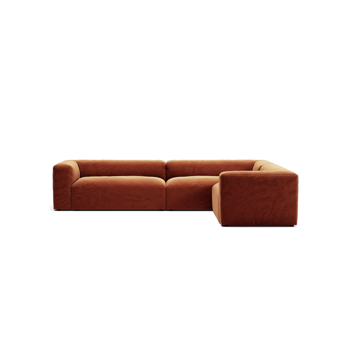 MONOLITH - 5 Seat Corner - Right - Soft Matte Velvet Rust Orange