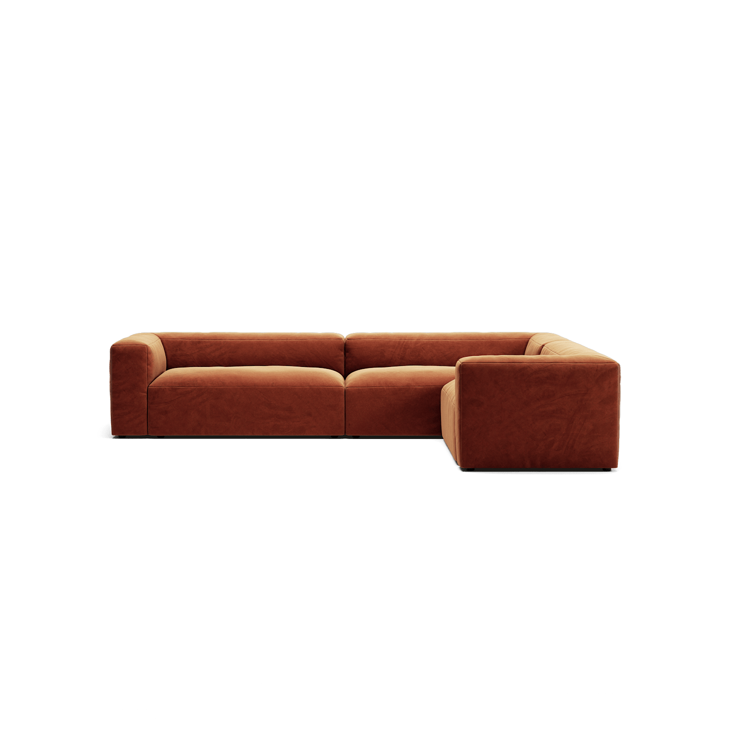 MONOLITH - 5 Seat Corner - Right - Soft Matte Velvet Rust Orange