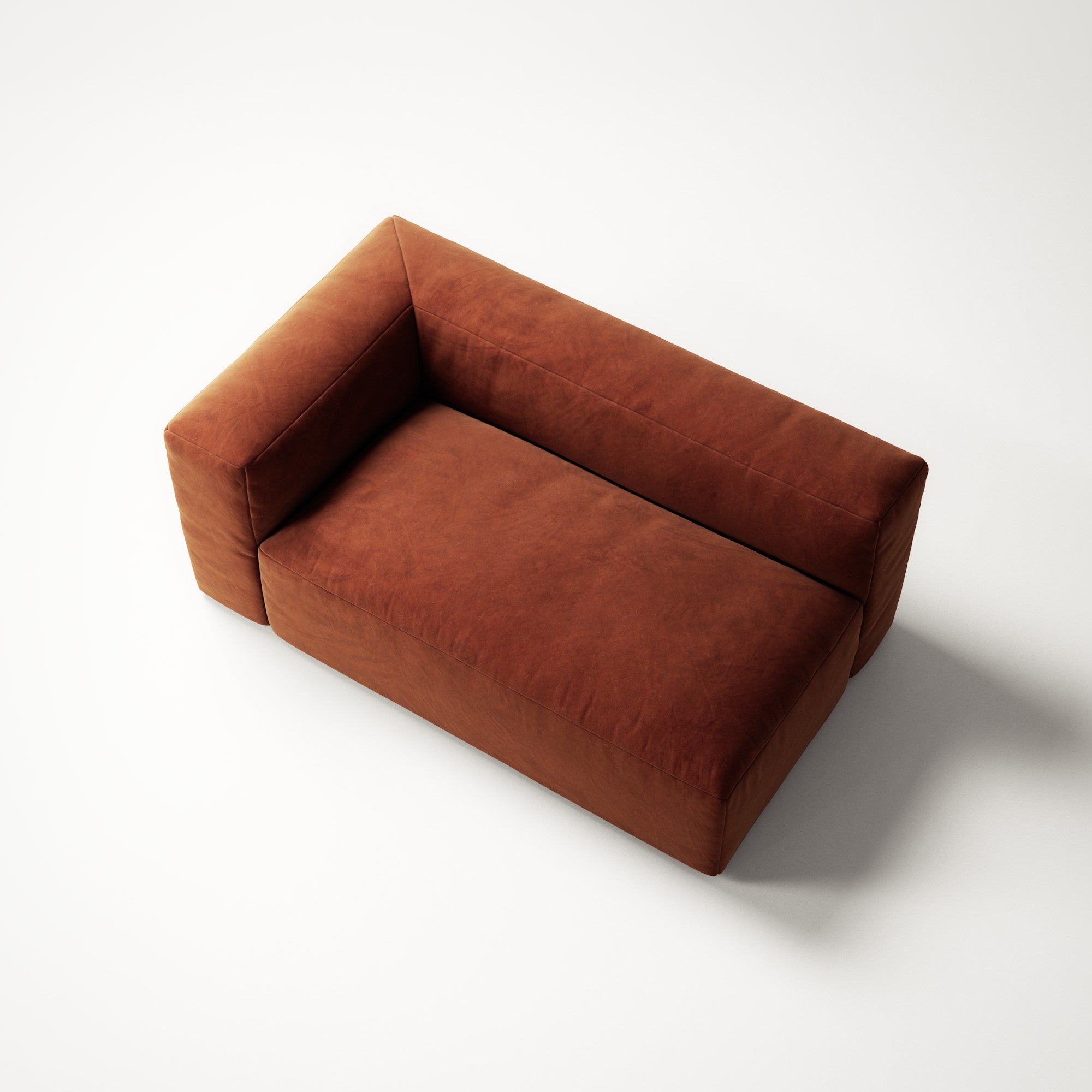 MONOLITH - 2 Seat - Left - Soft Matte Velvet Rust Orange