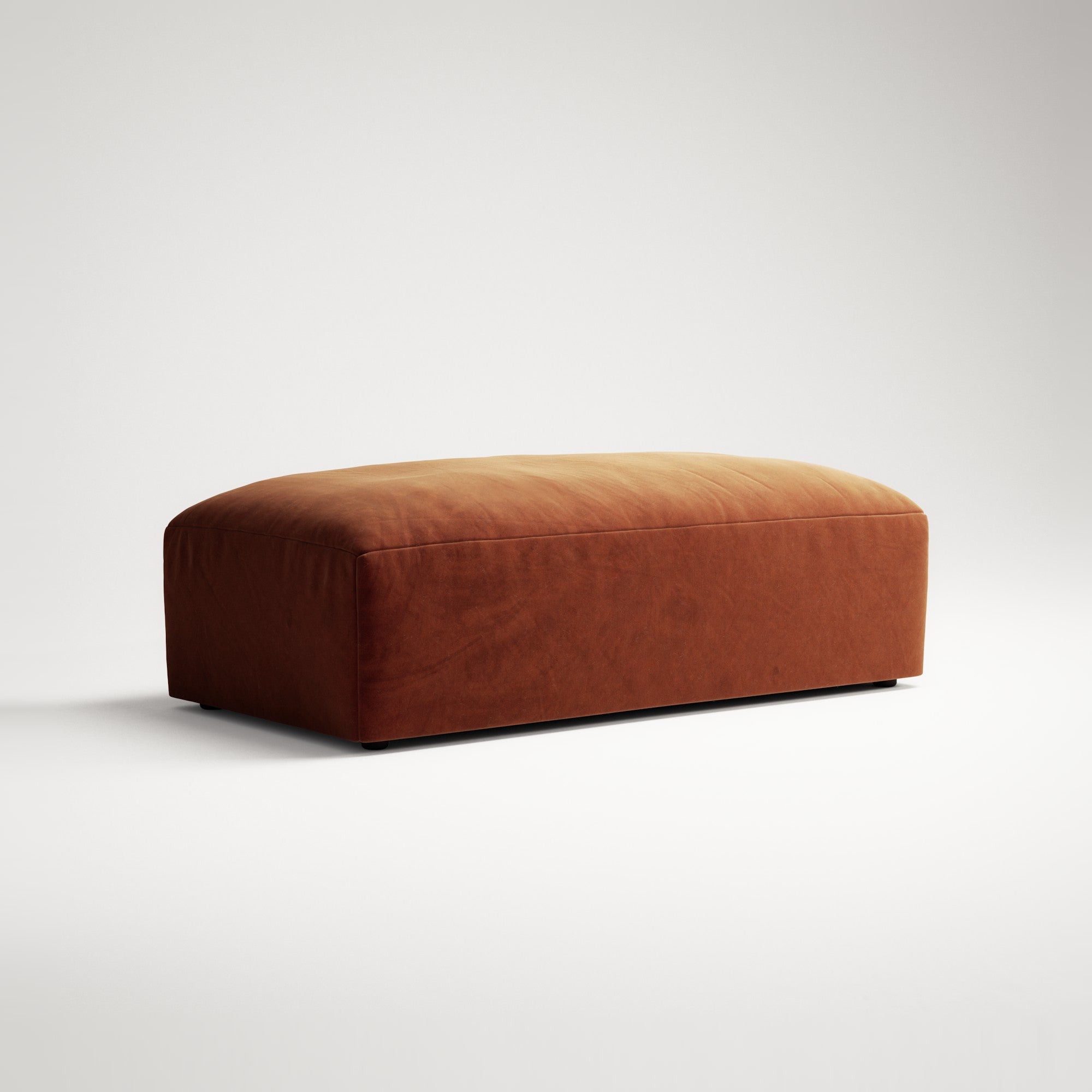 MONOLITH - Pouf - Soft Matte Velvet Rust Orange
