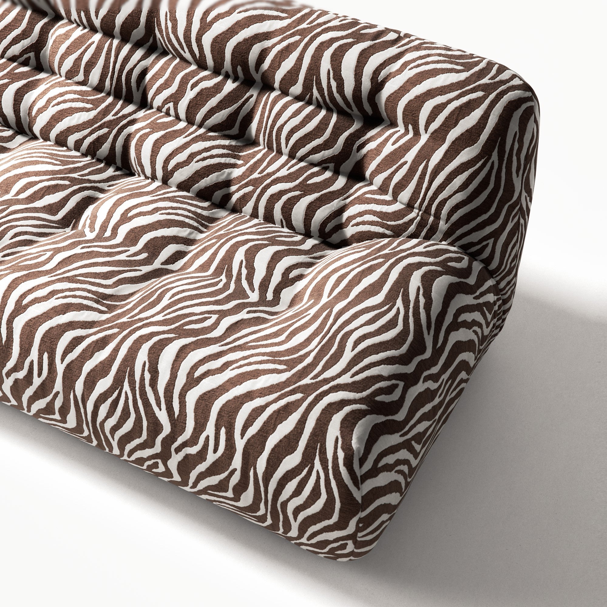Paloma - 3 Seat - Chenille Jacquard Zebra Brown White