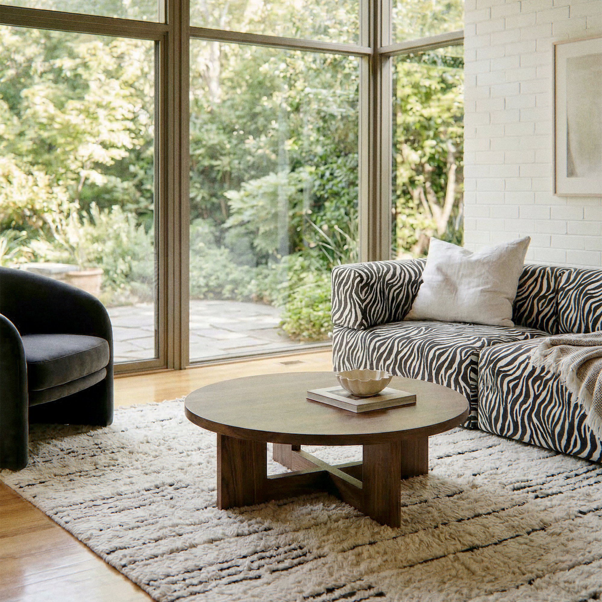 LUNA - 3 Seat - Chenille Jacquard Zebra Black White