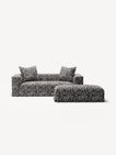 NOMAD - 2 Seater with Pouf - Chenille Jacquard Zebra Black White
