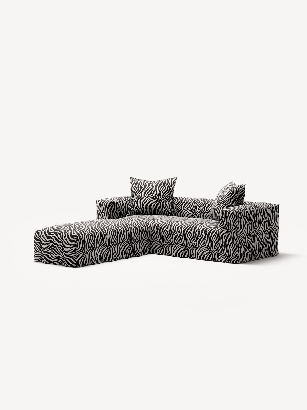 NOMAD - 2 Seater with Pouf - Chenille Jacquard Zebra Black White