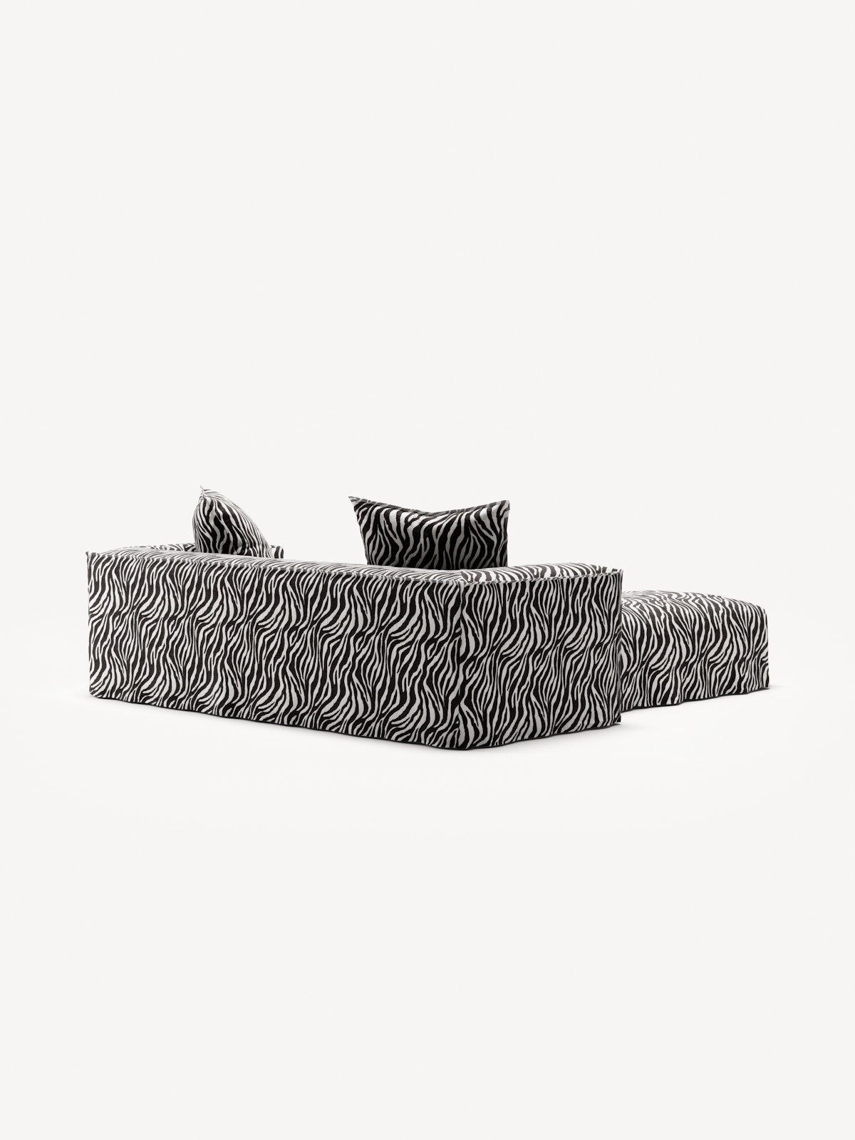 NOMAD - 2 Seater with Pouf - Chenille Jacquard Zebra Black White