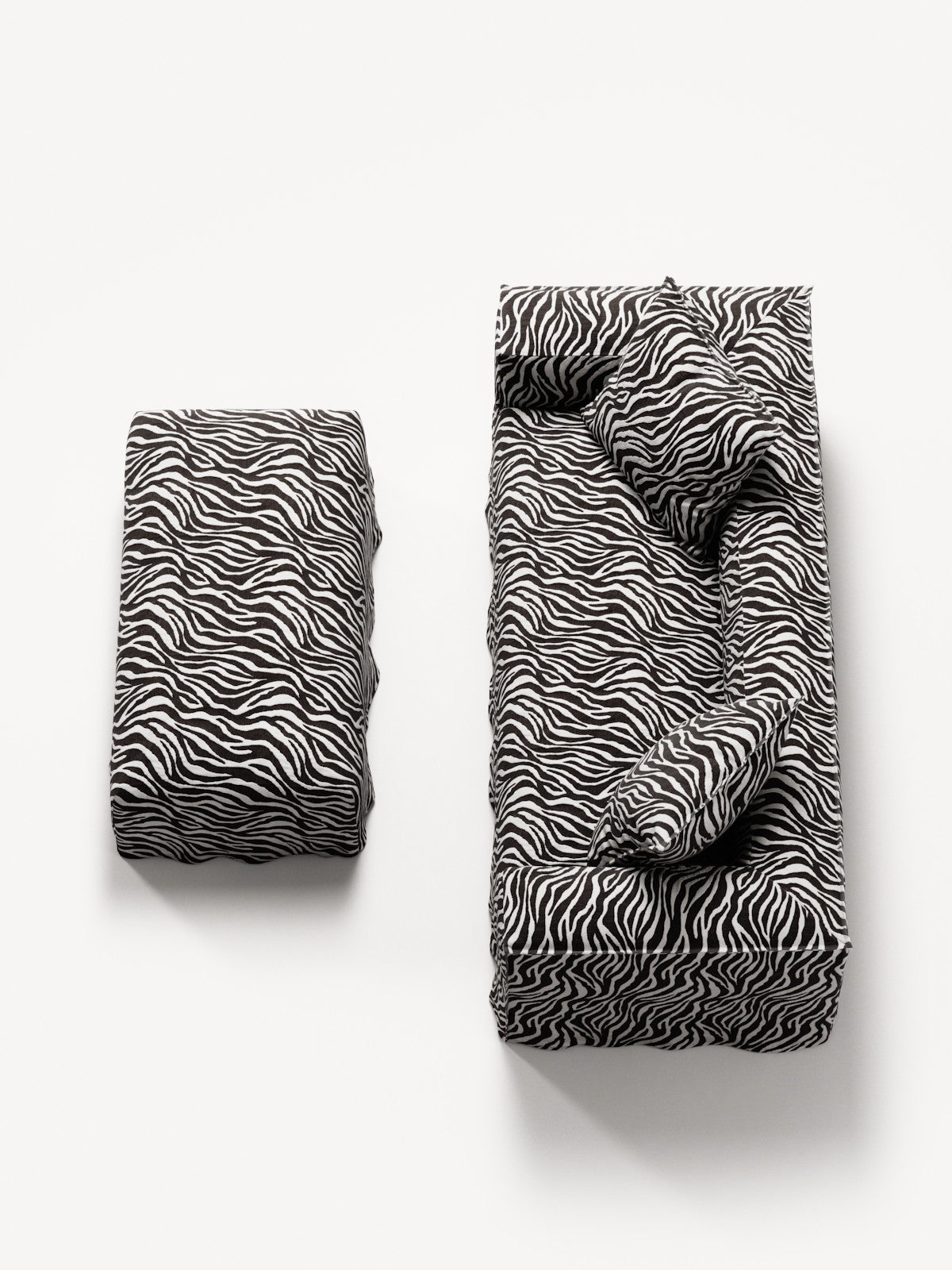 NOMAD - 2 Seater with Pouf - Chenille Jacquard Zebra Black White