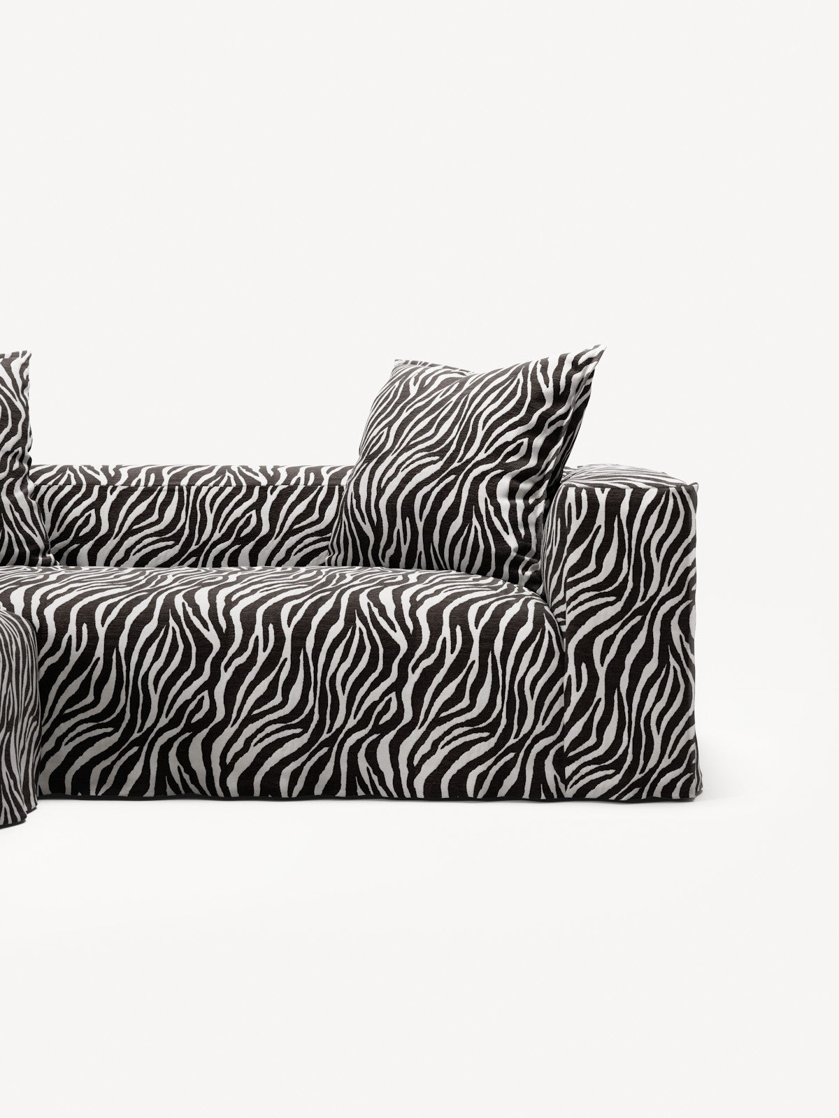 NOMAD - 2 Seater with Pouf - Chenille Jacquard Zebra Black White