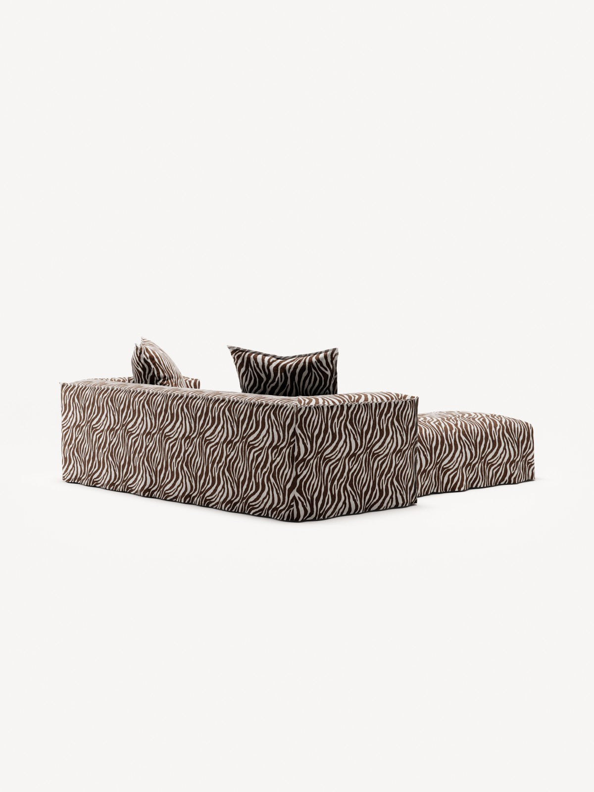 NOMAD - 2 Seater with Pouf - Chenille Jacquard Zebra Brown White