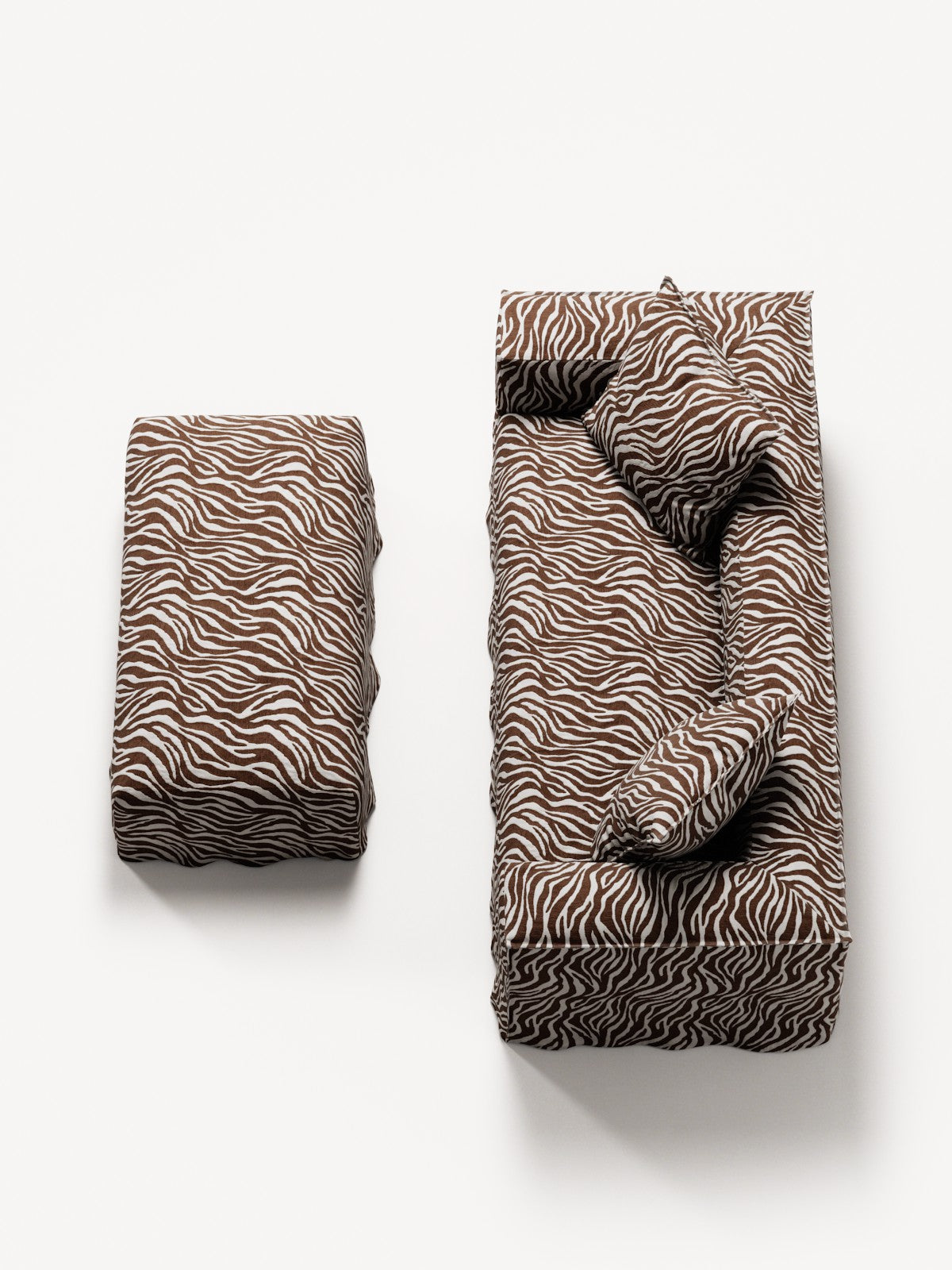 NOMAD - 2 Seater with Pouf - Chenille Jacquard Zebra Brown White