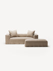 NOMAD - 2 Seater with Pouf - Brushed Cotton Sandy Beige