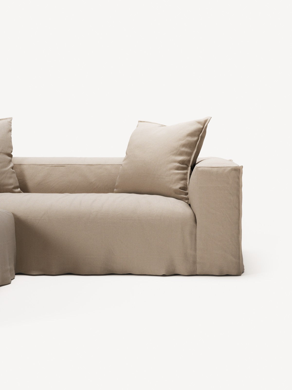 NOMAD - 2 Seater with Pouf - Brushed Cotton Sandy Beige