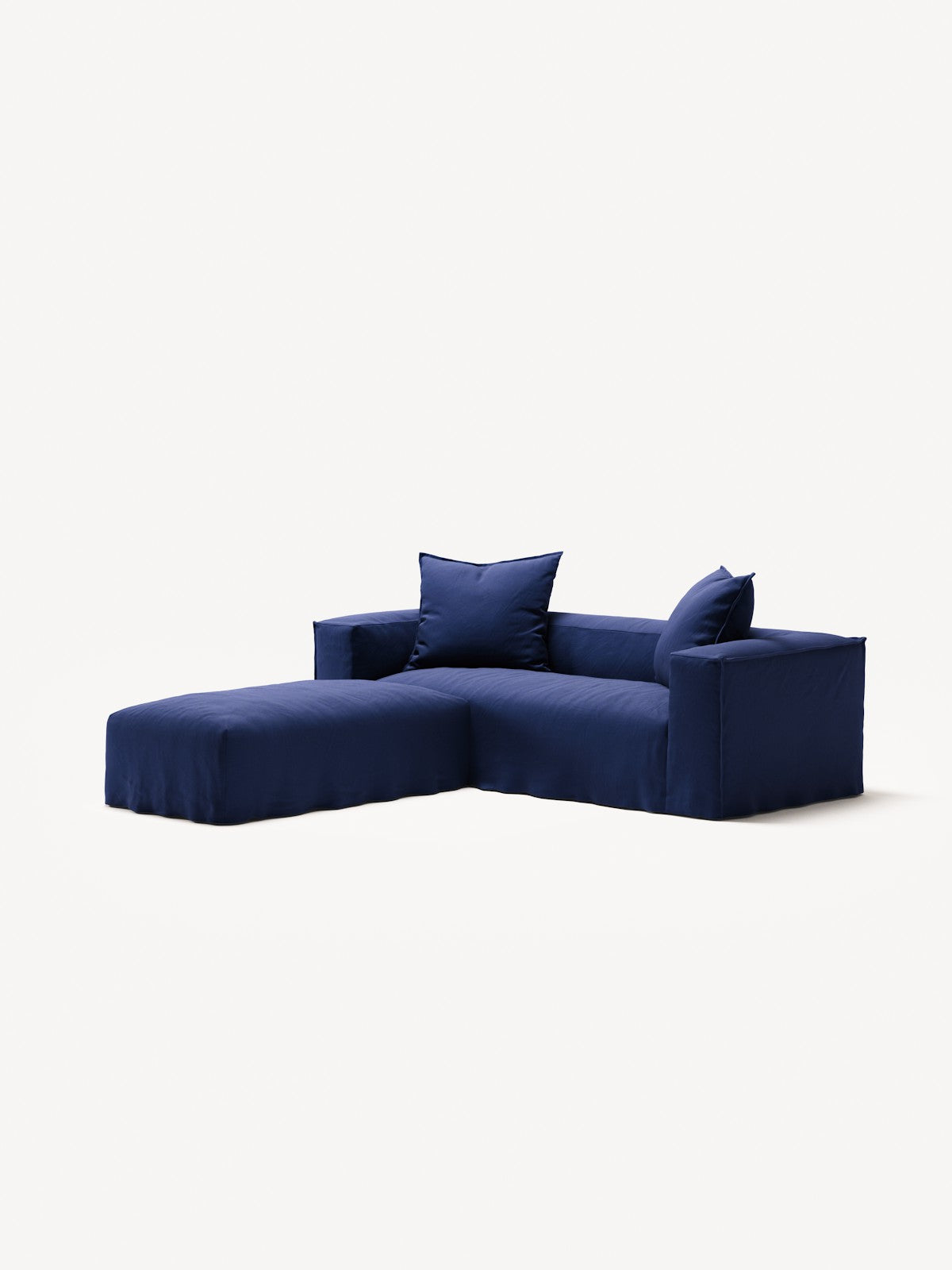 NOMAD - 2 Seater with Pouf - Brushed Cotton Dark Blue