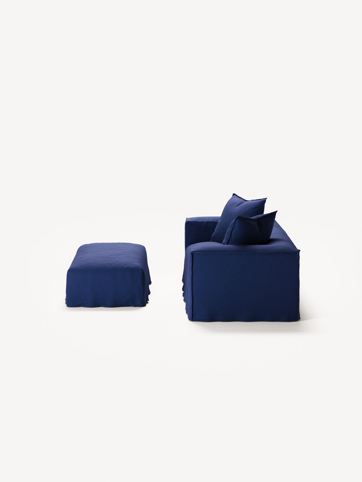 NOMAD - 2 Seater with Pouf - Brushed Cotton Dark Blue
