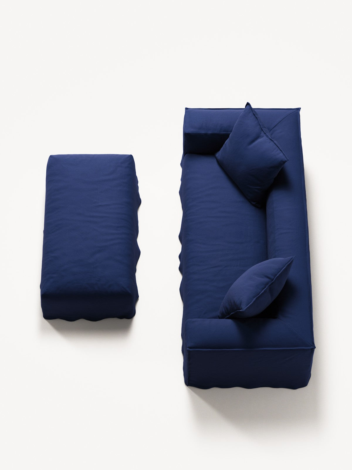 NOMAD - 2 Seater with Pouf - Brushed Cotton Dark Blue