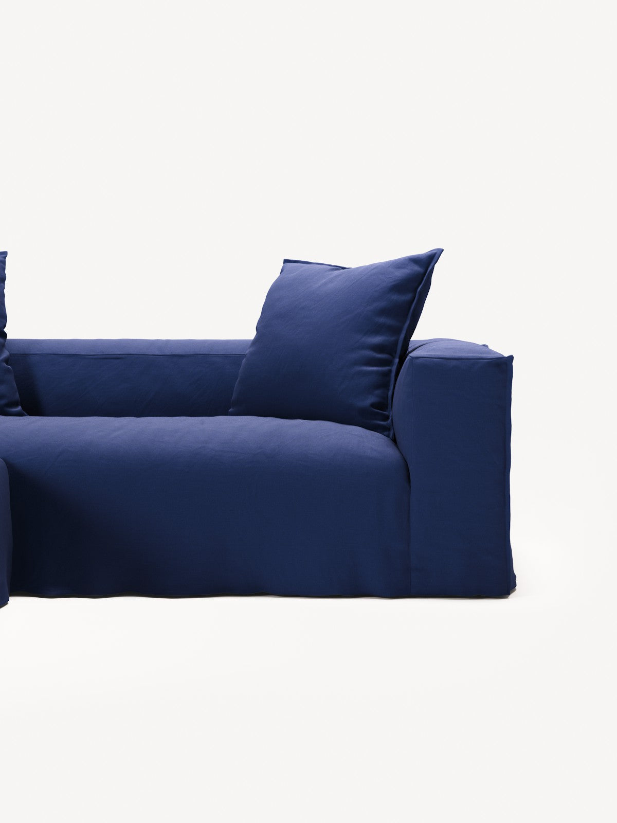 NOMAD - 2 Seater with Pouf - Brushed Cotton Dark Blue