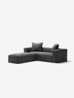 NOMAD - 2 Seater with Pouf - Brushed Cotton Dark Gray