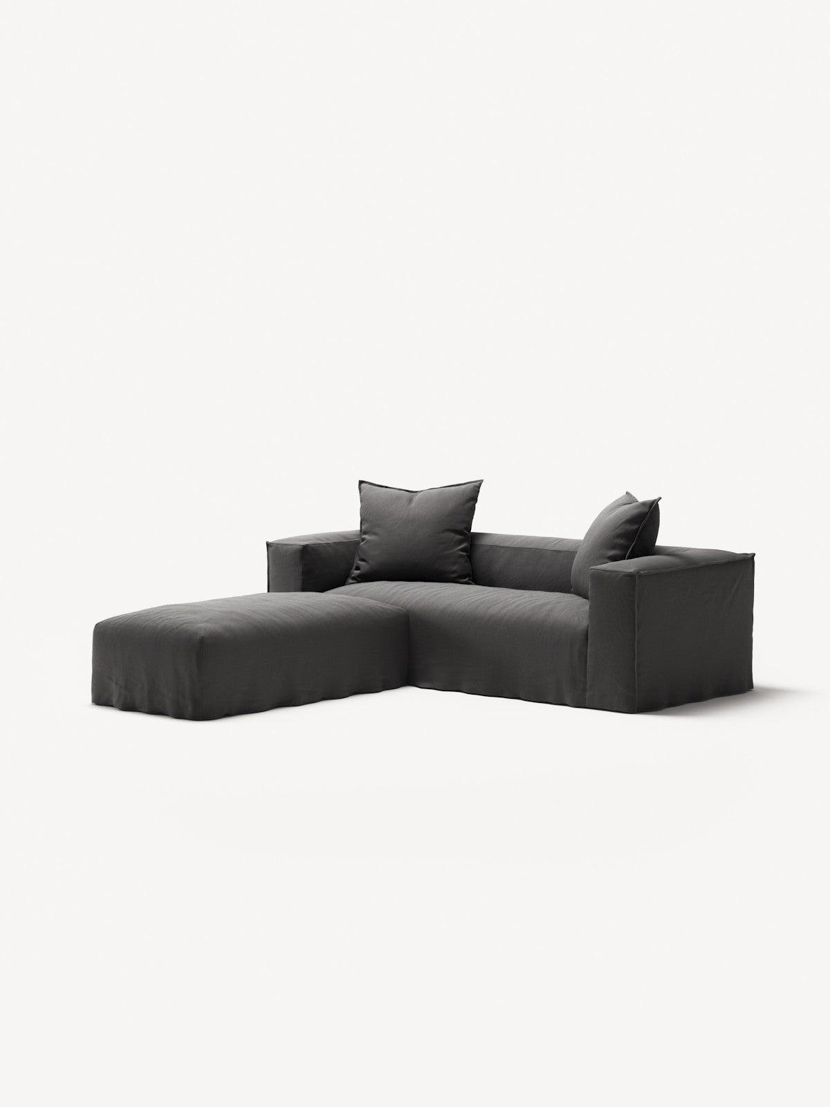 NOMAD - 2 Seater with Pouf - Brushed Cotton Dark Gray