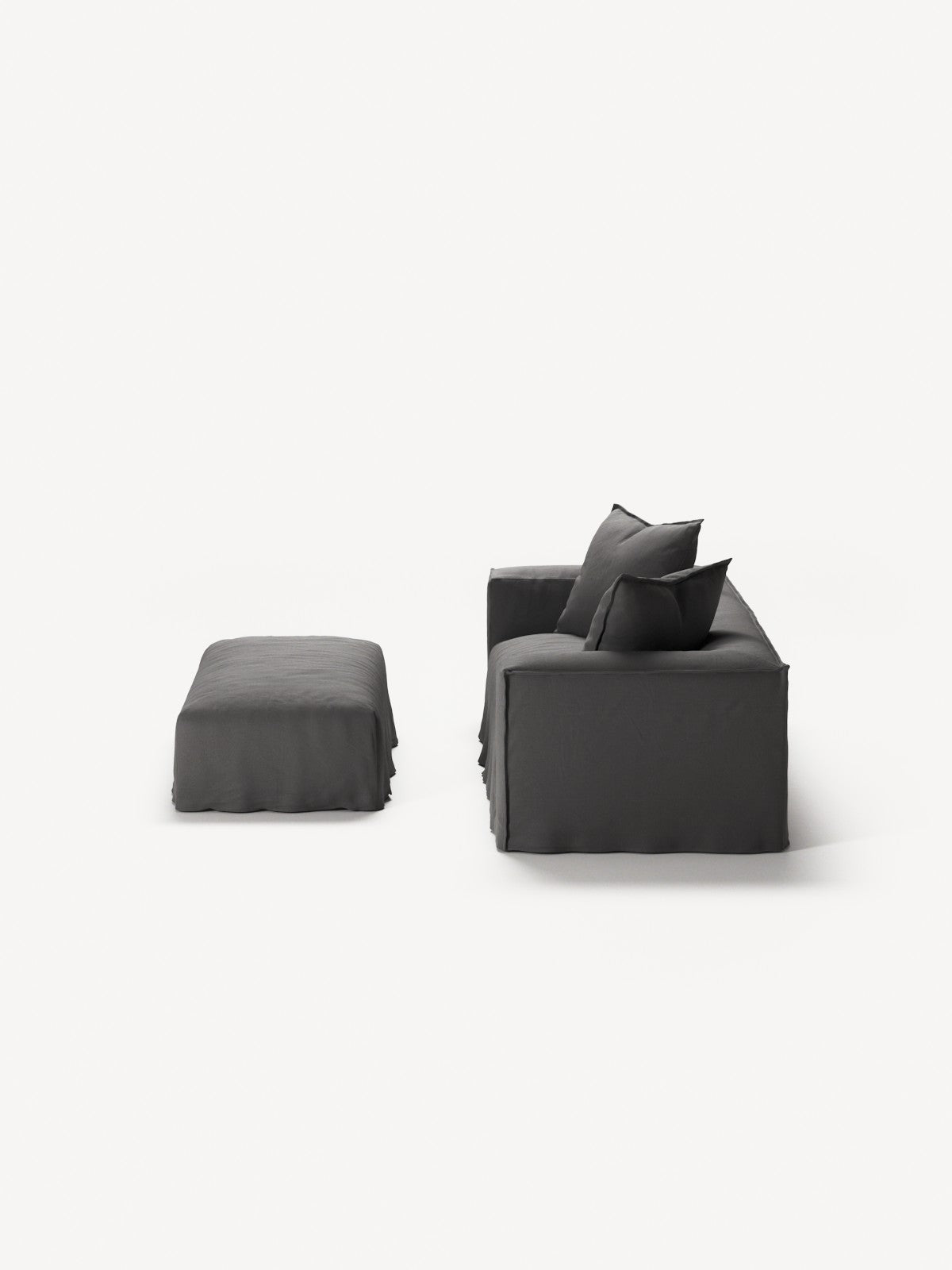 NOMAD - 2 Seater with Pouf - Brushed Cotton Dark Gray