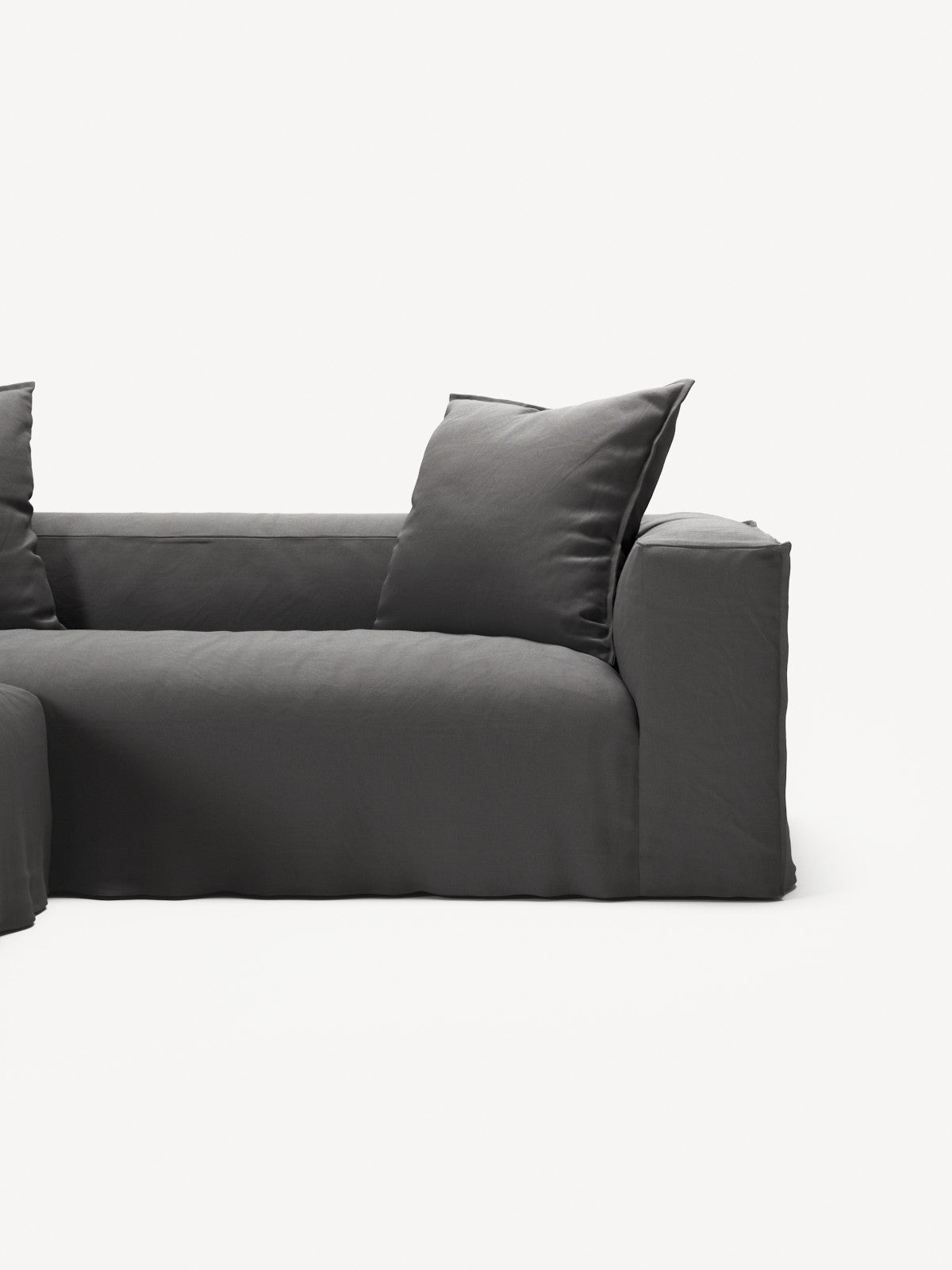 NOMAD - 2 Seater with Pouf - Brushed Cotton Dark Gray