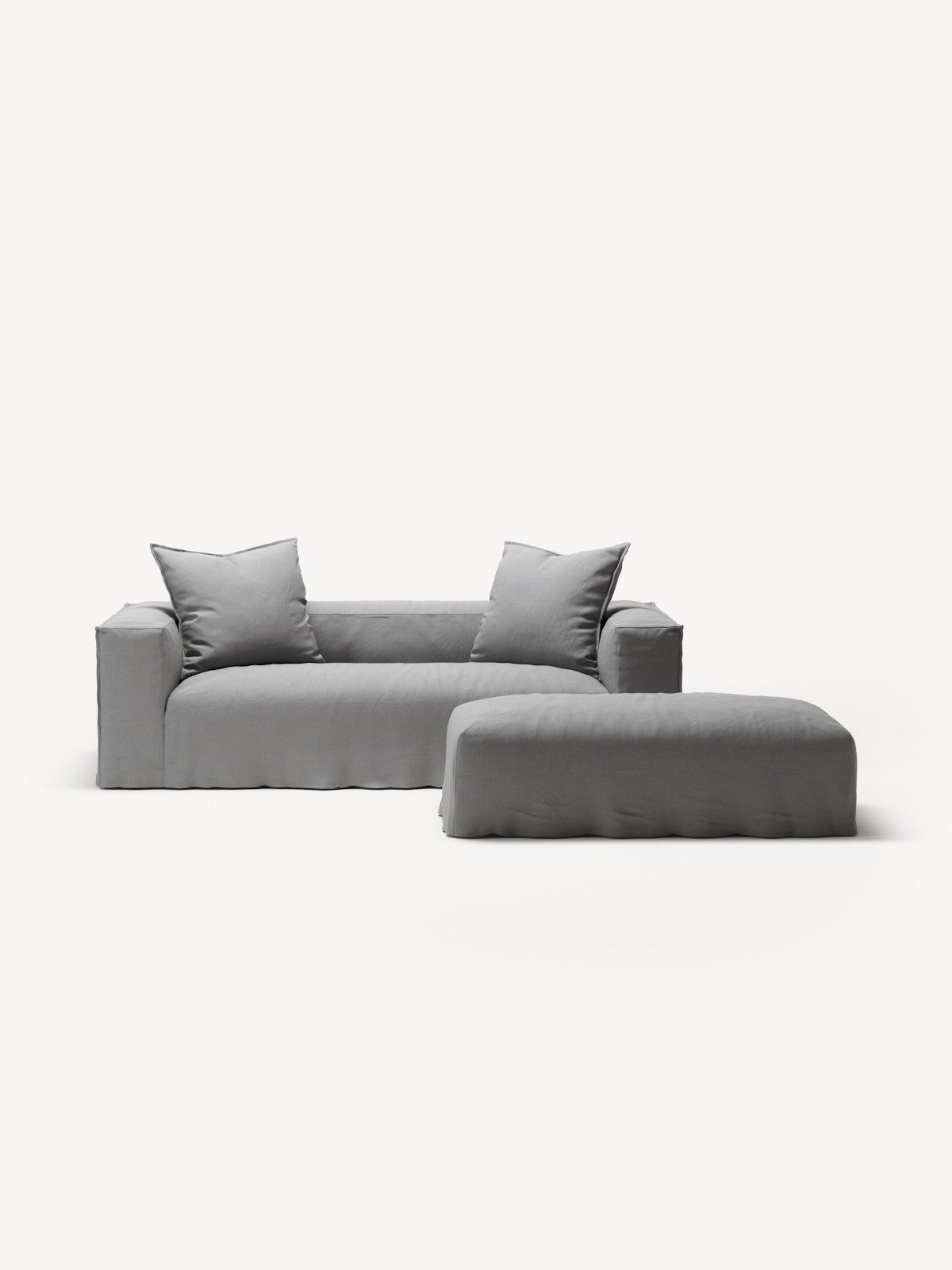 NOMAD - 2 Seater with Pouf - Brushed Cotton Light Gray